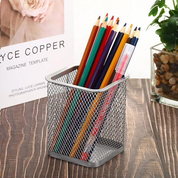 Kynäpidike Vinotettu Insert Fashion Storage Kynäpidike Työpöydän Esinehylly Toimistotarvikkeet Tetragonum Hopea