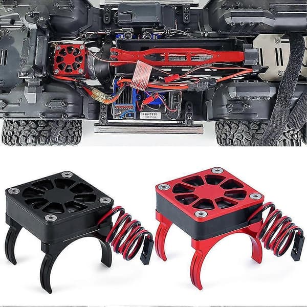 Rc Bil Motor Radiator Dæksel Køleventilator Motor Køleplade Temperaturkontrol Til 1/10 Rc Crawler Trax