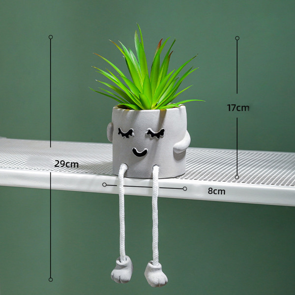 Sød udtrykssimulerende grøn plante bonsai kunstig pottet