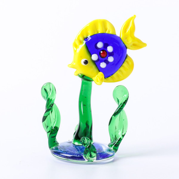 Glasminiaturefigurer Håndblæst Glas Akvarium Vandgræs Fisk Kunst Ornamenter Hjemmedekoration Tilbehør Gave