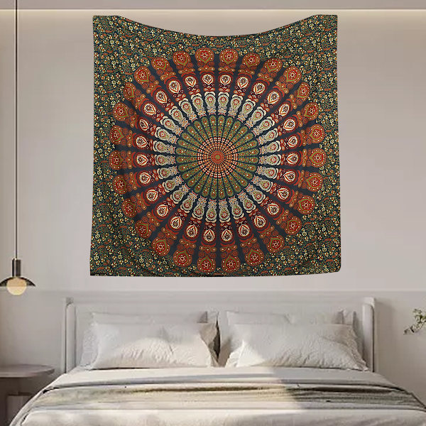 Mandala väggbonad blommig guld sängkläder gobeläng tryckt hängande