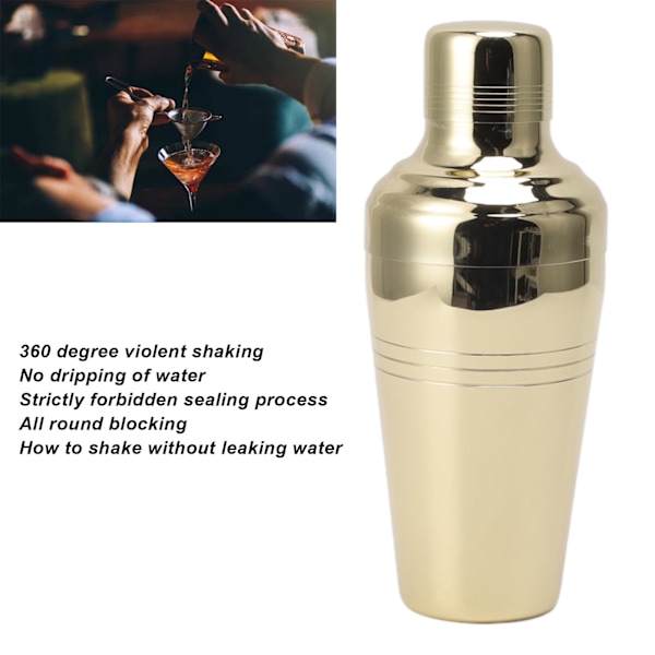 Cocktail Shaker 304 Rostfritt Stål Mixer Drink Shaker för Hem Bartending Kit Bar Verktyg 510ml Guld