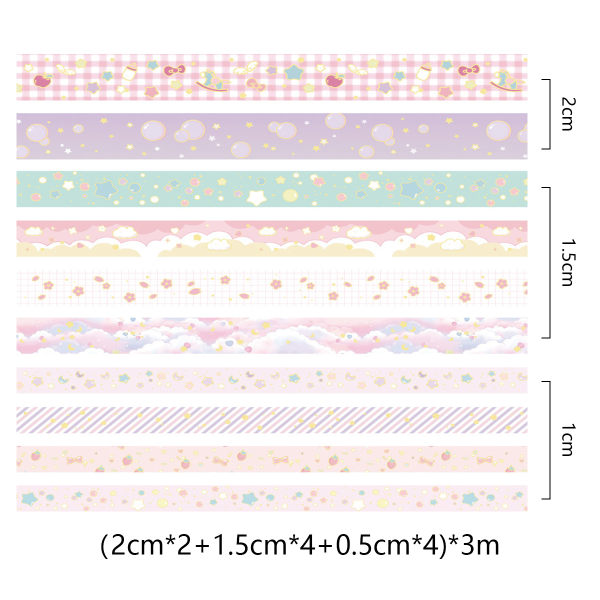 Candy Color Washi Tape Set 10 rullar Dekorativa semesterkonst och