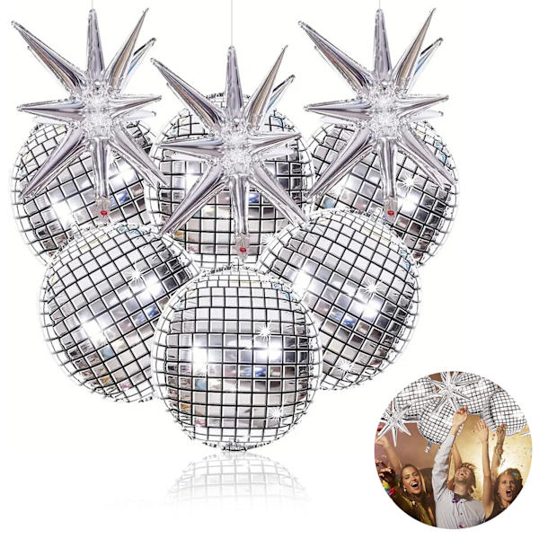 6 disco balloner + 3 eksploderende stjerner