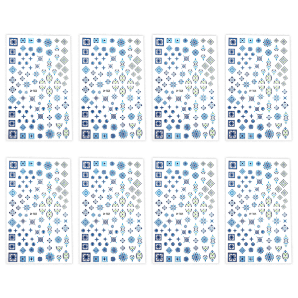 Tarrakiinnitettävät kynsitikkarit, Sekalaiset itseliimautuvat kynsitikkarit, 8 kpl, Kynsikoristelu DelicateStickers