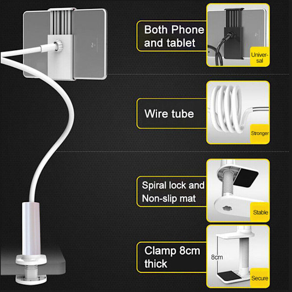 360° Sängyn, pöydän tai työpöydän teline puhelimelle ja tabletille DE
