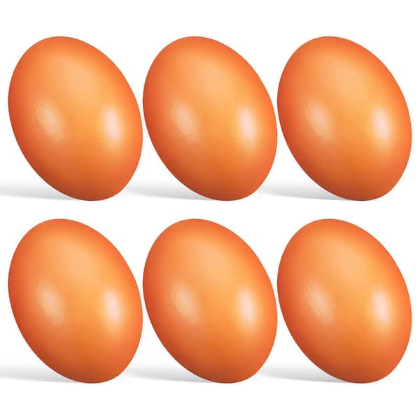 6 stk. falske egg, simulerte tre-egg, håndmalte tre-egg, dekorative egg, leketøyrekvisita