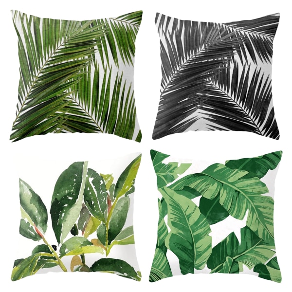 Summer tropical pillowcase palm leaf plant print green hold