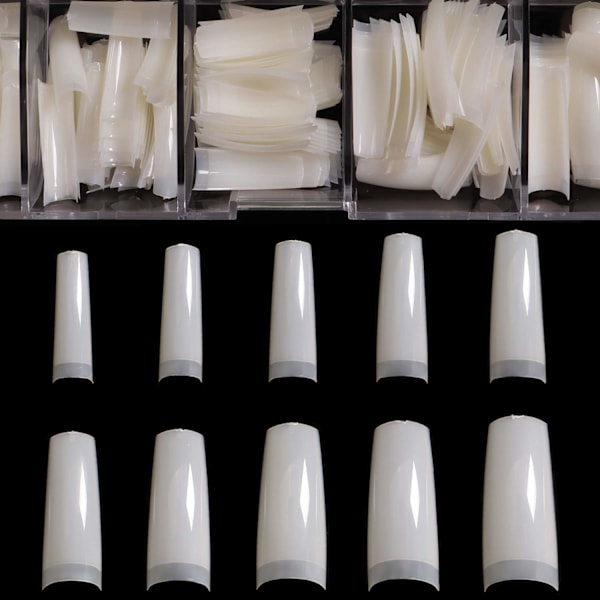 Akrylnaglar - Franska nagelspetsar  500 st Falska naglar Halv täckning Falska naglar  DIY Nagelkonst, 10 storlekar