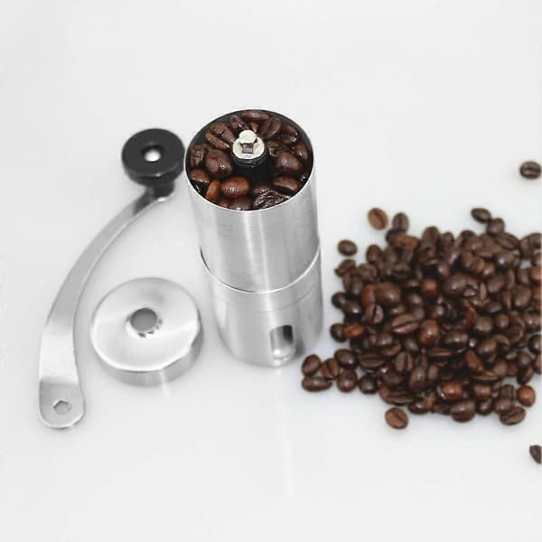 Bærbar manuel kaffekværn i rustfrit stål med håndsving til kaffebønner