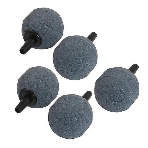 5 stk. Akvarium Boblemaker Luftstein 25mm Diameter Grå & 10 stk. Enveisventil Co2 Akvarium