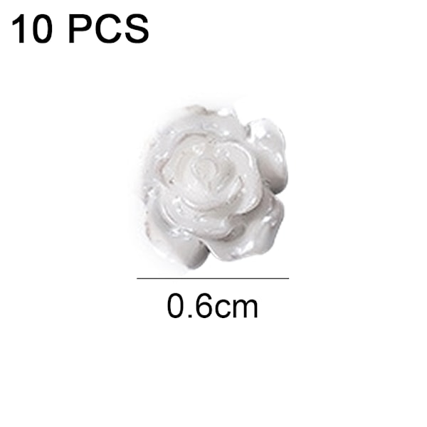 Nail Art 3D Resin Vit Ros Blomdesign Aurora Kronblad Nagel