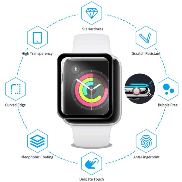 2 stk. Kompatibel med Apple Watch Hærdet Glas Skærm