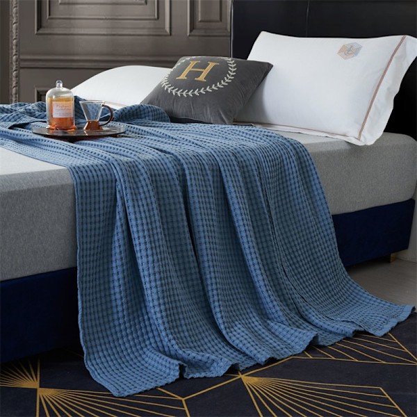 Kylande våffelpläd Queen Size, Lättviktig andningsbar pläd, Andningsbar sommarpläd för varma personer, Mjuk och filtar för säng soffa och divan