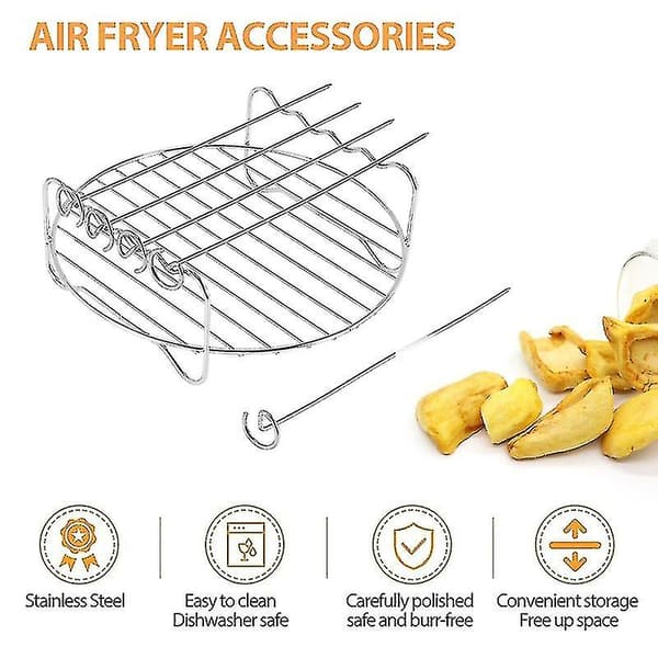 Dubbellagersställ med 5 grillspett, för Airfryers