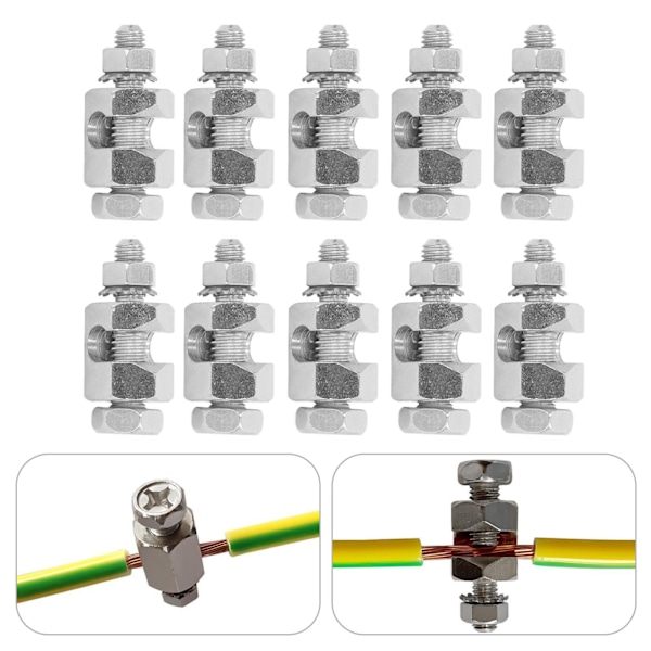 10 kpl Salaman suojausjohdinpidike Ulkoinen kuusiokolokupari Maadoitussuojausjohdinpidike PV-moduulille