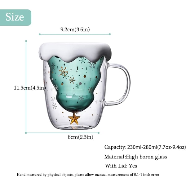 Unik Dobbelvegget Julekaffekopp, Dobbelt Lag Glassdesign Sikrer Varmebestandig Og Kondensbestandig Ytelse, Perfekt For