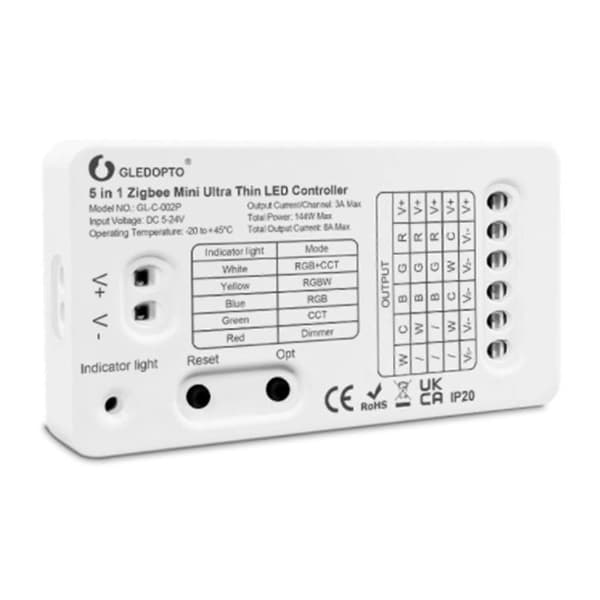 Zigbee 3.0 Dc5-24v Mini 5 I 1 Rgbcct/rgbw/rgb/cct/dimmer Led Lyslistkontroller For Tv-baklys