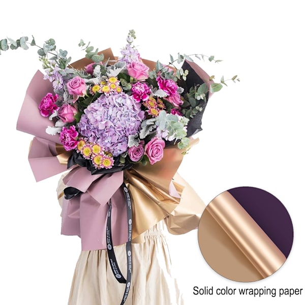 20 Ark Dobbeltsidet Gyldent Blomster Gavepapir 58X58cm Vandafvisende