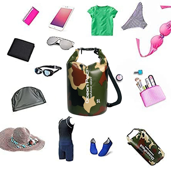 Kamouflageväska PVC vattentät hinkväska Vattentät väska Strand