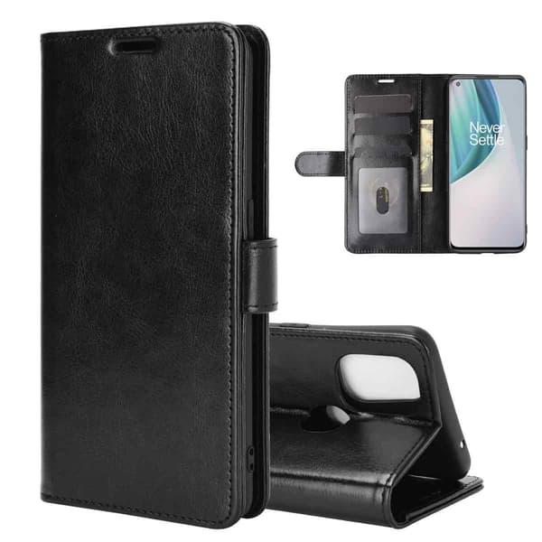 OnePlus Nord N10 5G - Crazy Horse Wallet Case - Vælg farve! Sort