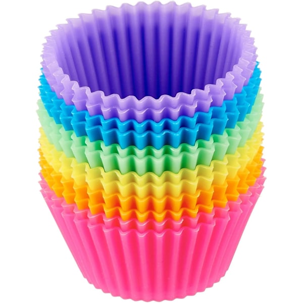 12-pack återanvändbara bakformar i silikon, muffinsformar, non-stick