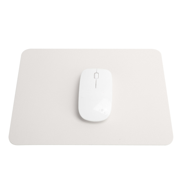 2 stk. Mussemåtte 2-sidet PVC Læder Vandafvisende Skrivebordsmatte Kontor Hjem Mus Beskytter 27x21cm (Cremet Hvid Sølv)