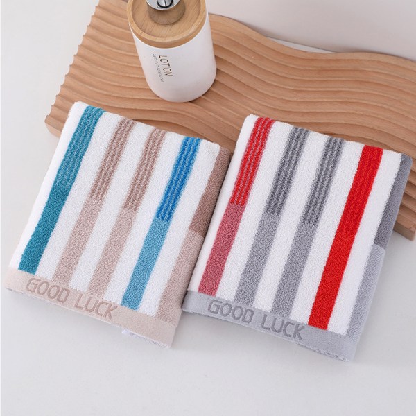 Handdukar Set om 2 Randiga Mönster, Bomull Mjuk Absorberande Handduk för Badrum, 34*72cm