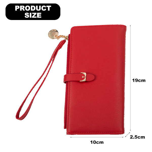 PU-läderplånböcker för kvinnor med handled Trifold Ladies