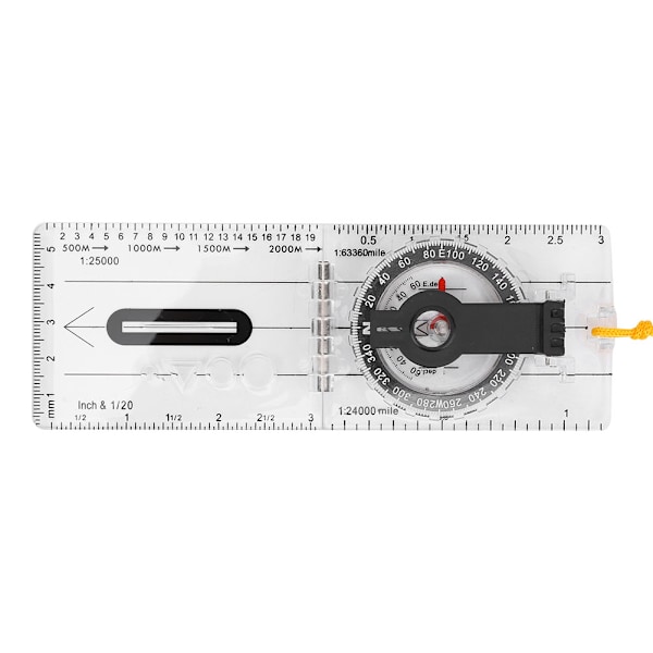 Foldbar Kartkompass Multifunksjonelt Transparent Akryl Utendørsverktøy for Camping og Fotturer