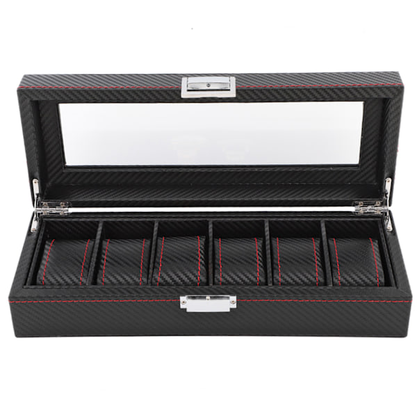 6 Slots Urboks Rejse Carbon Fiber Etui Smykke Display Opbevaring Samler Organizer