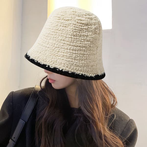 Varm Ull Cloche Hatt Solid Vinterbøttehatter