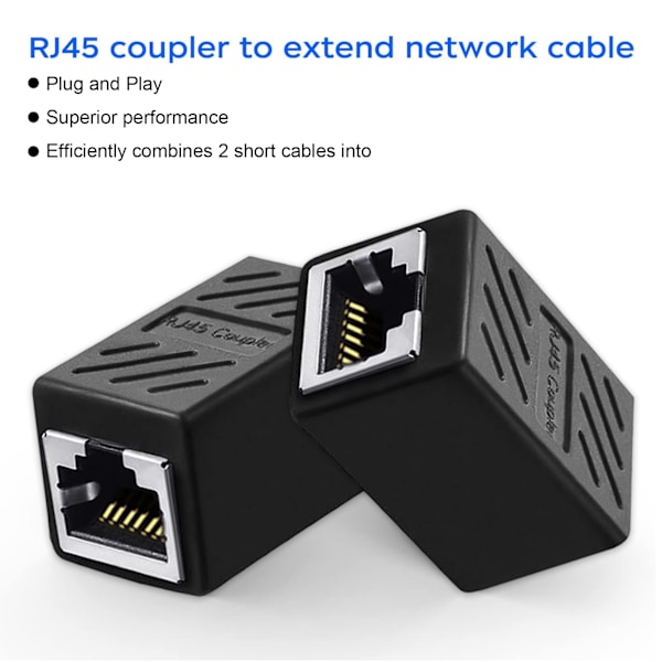 6 kpl Ethernet-kaapeliadapteria - musta