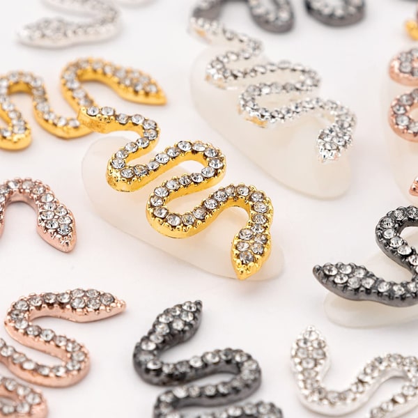 Slangeformet Neglepynt med Rhinestones, til DIY Håndværk Neglekunst Dekorationer