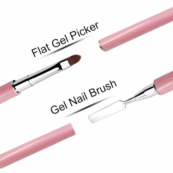 Dubbelsidig Polygelborste & Plockare, 2 i 1 Design Polygel Nial Borstar Rostfritt Stål Gel Nagelverktyg för PolyGel UV Gel Akryl Naglar Förlängning