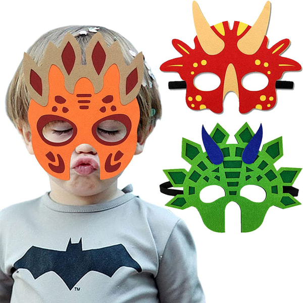 Dinosaurmasker, 12 stk. Dinosaurmasker, Kostymefest for Barn