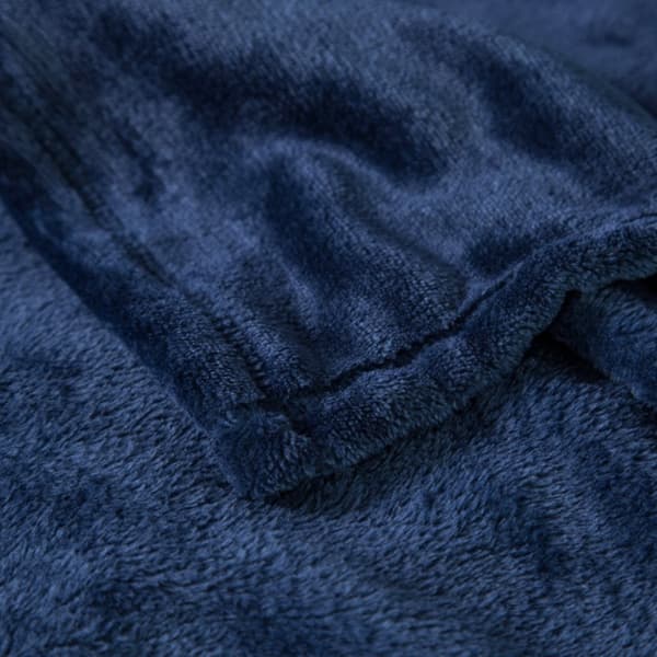 Plys Solid Fleece Tæppe, Marineblå, 127 cm x 152 cm