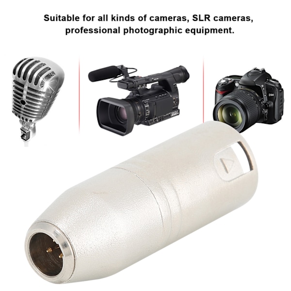 2 st guldpläterade koppar Mini XLR 3-stiftshane till silverpläterade koppar XLR 3-stiftshane adapter