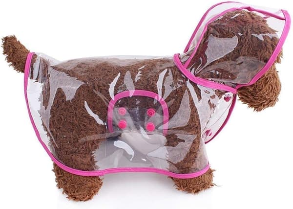 Moteriktig valpe regnfrakk, transparent, vanntett, utendørs hunderegn
