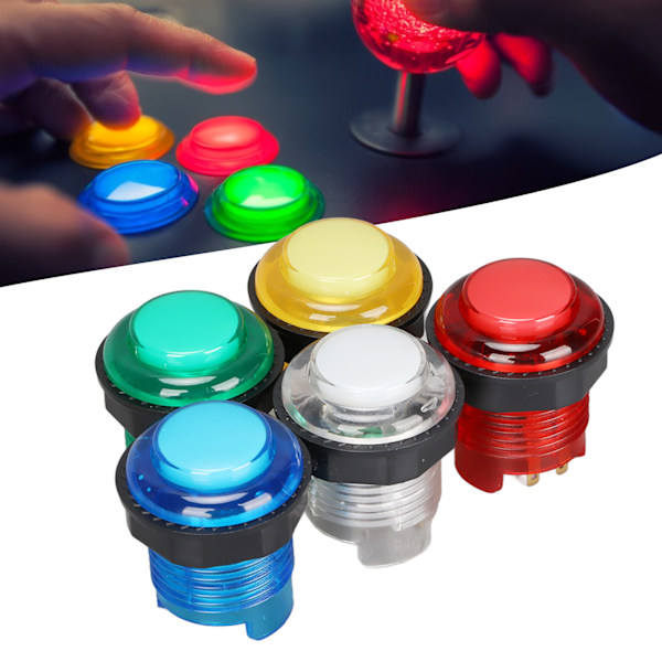 5 stk Arcade Trykknapper Profesjonelle LED-belyste Trykknapper for Spillmaskin 5V