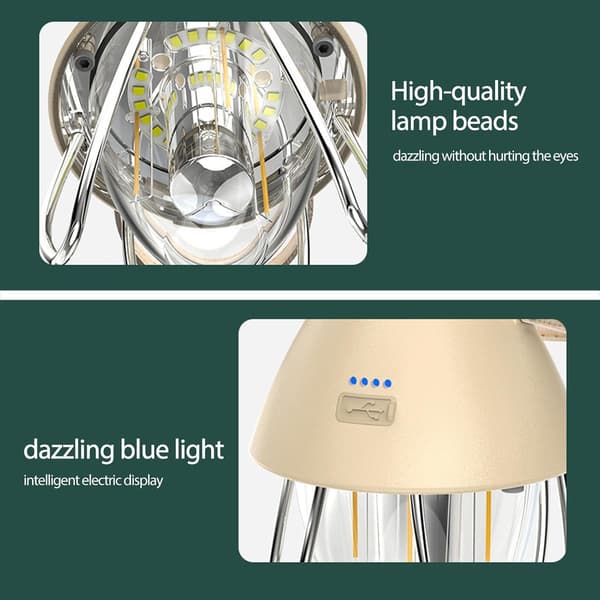Genopladelig LED Campinglanterne med 3 USB-lystilstande til camping
