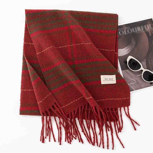 Blød og varm plaid-sjal til damer og herrer, moderigtige efterårs- og vinter-sjaler med kvast