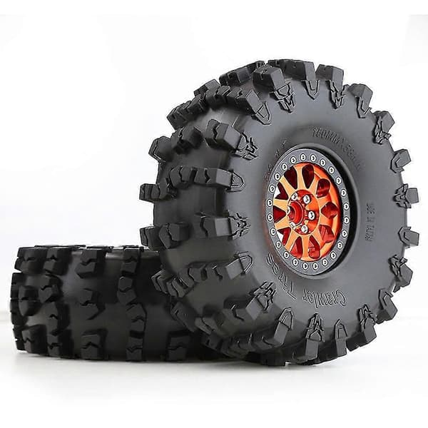 4st 150mm Metall 2.2 Beadlock Fälg Däck Set För 1/10 Rc Crawler Bil Axial Scx10 Wraith Capra T