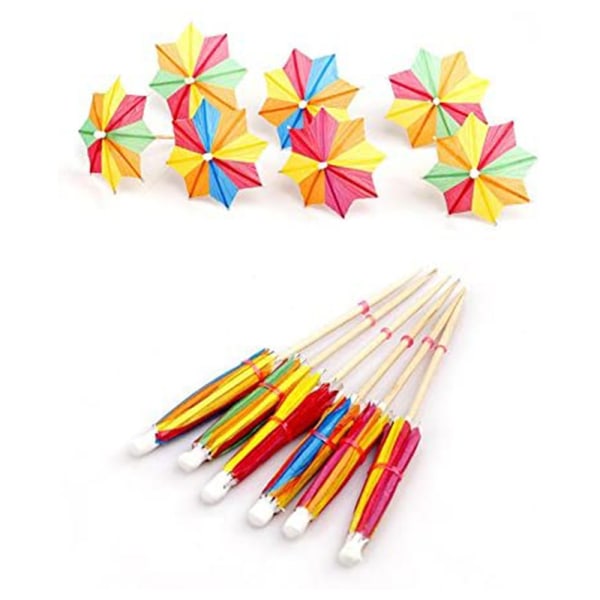 144 Pcs Handmade Umbrella Picks Cocktail Sticks for Tropical Dri