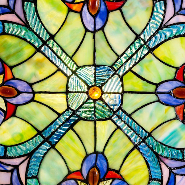 10 Tuuman Korkea Stained Glass -Aurinkokoukku Ikkunapaneeli Sininen Keltainen