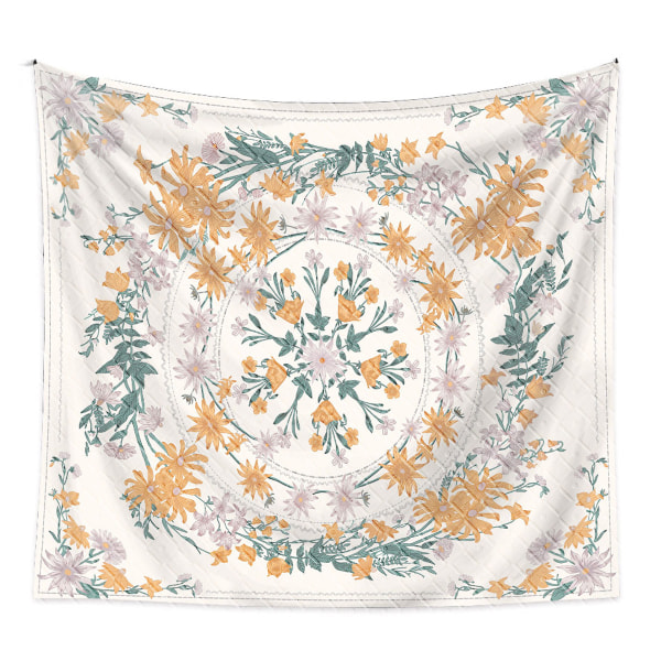 Simple Datura Flower Medallion Tapestry, sketched floral plant B