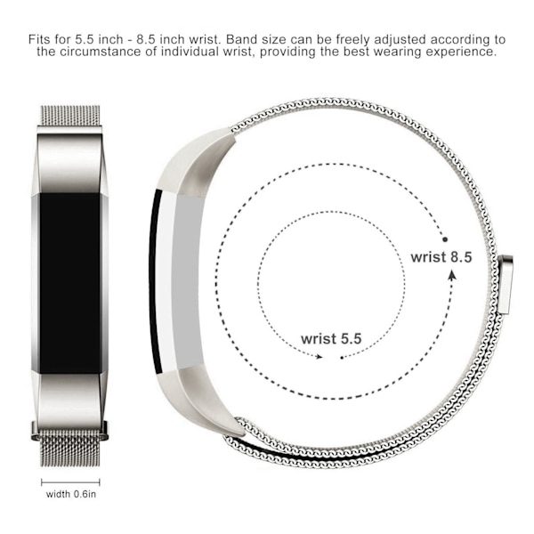 Kompatibel med Fitbit Alta Band Metall, Rustfritt Stål Band Justerbar Tilbehør Armbånd Small Large for Alta Armbånd Kvinner Menn
