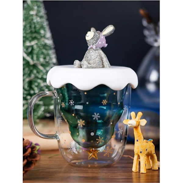 Unik Dobbelvegget Julekaffekopp, Dobbelt Lag Glassdesign Sikrer Varmebestandig Og Kondensbestandig Ytelse, Perfekt For