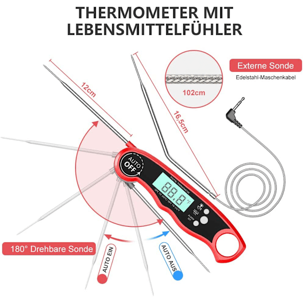 Barbecue Buddy: Digital Kötttermometer Med Exakt Mätning, Vattentät & Robust Design, Snabb Temperaturavläsning För Kulinarisk Mästarklass
