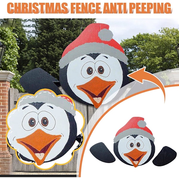 Groovy Fence Peeker Jul Utomhus Staket Skylt, Robust och Väderbeständig Juldekoration för Gårdar Trädgårdar Staket Gräsmattor, Lämplig för